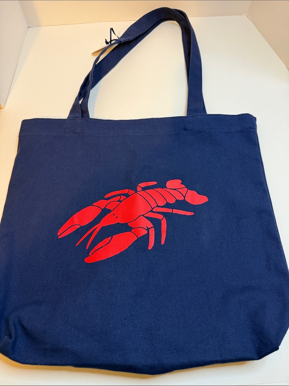NWT Navy Canvas Lobster Tote Bag New England Coastal Summer Beach Carryall 13x16 - Picture 4 of 5